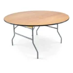 Round Folding Wood Top Rental Table